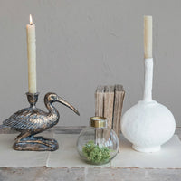 Distressed Gold Finish Bird Taper Candle Holder