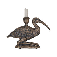 Distressed Gold Finish Bird Taper Candle Holder