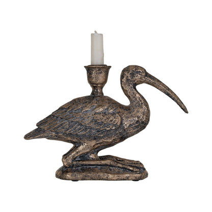 Distressed Gold Finish Bird Taper Candle Holder