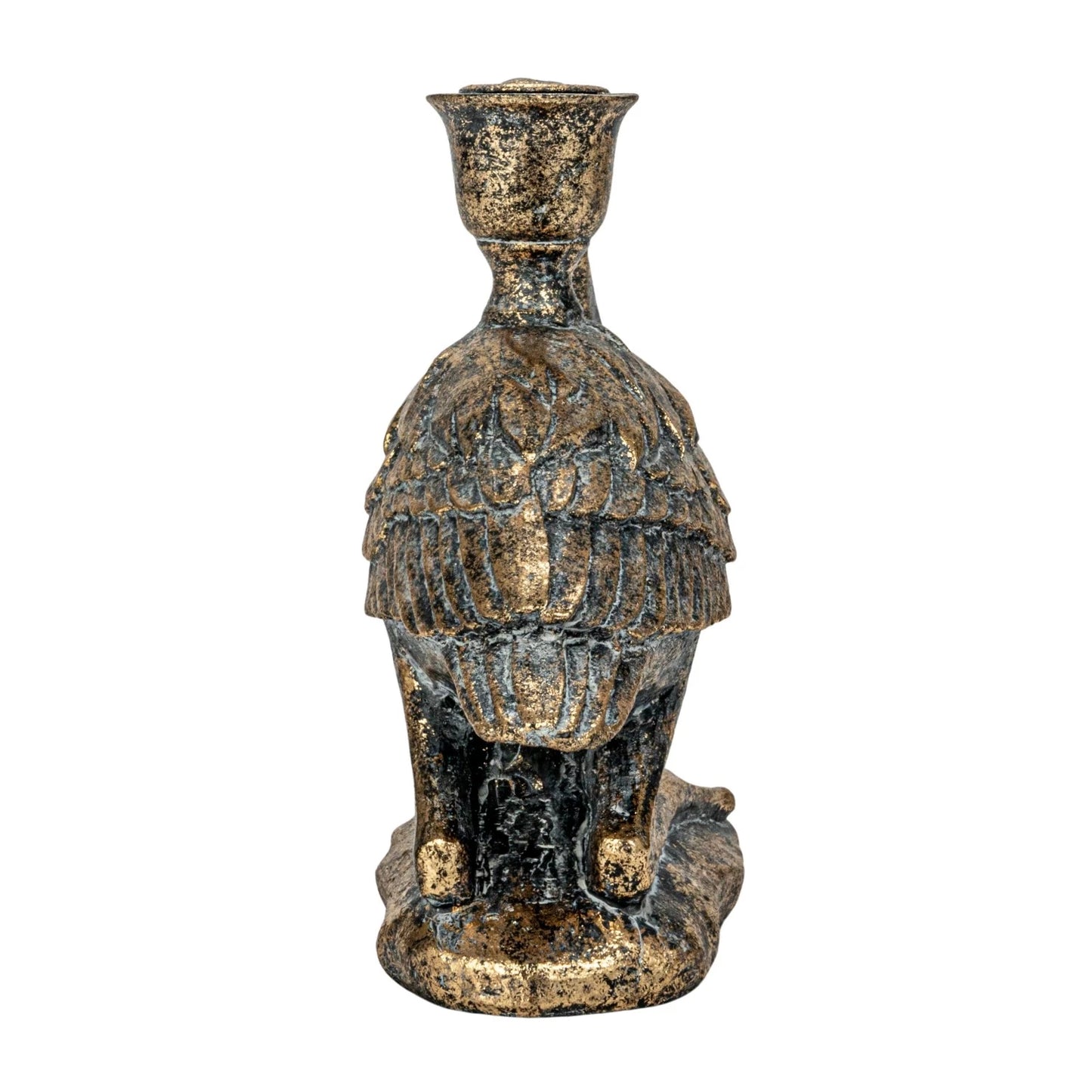 Distressed Gold Finish Bird Taper Candle Holder