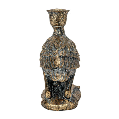 Distressed Gold Finish Bird Taper Candle Holder