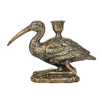 Distressed Gold Finish Bird Taper Candle Holder