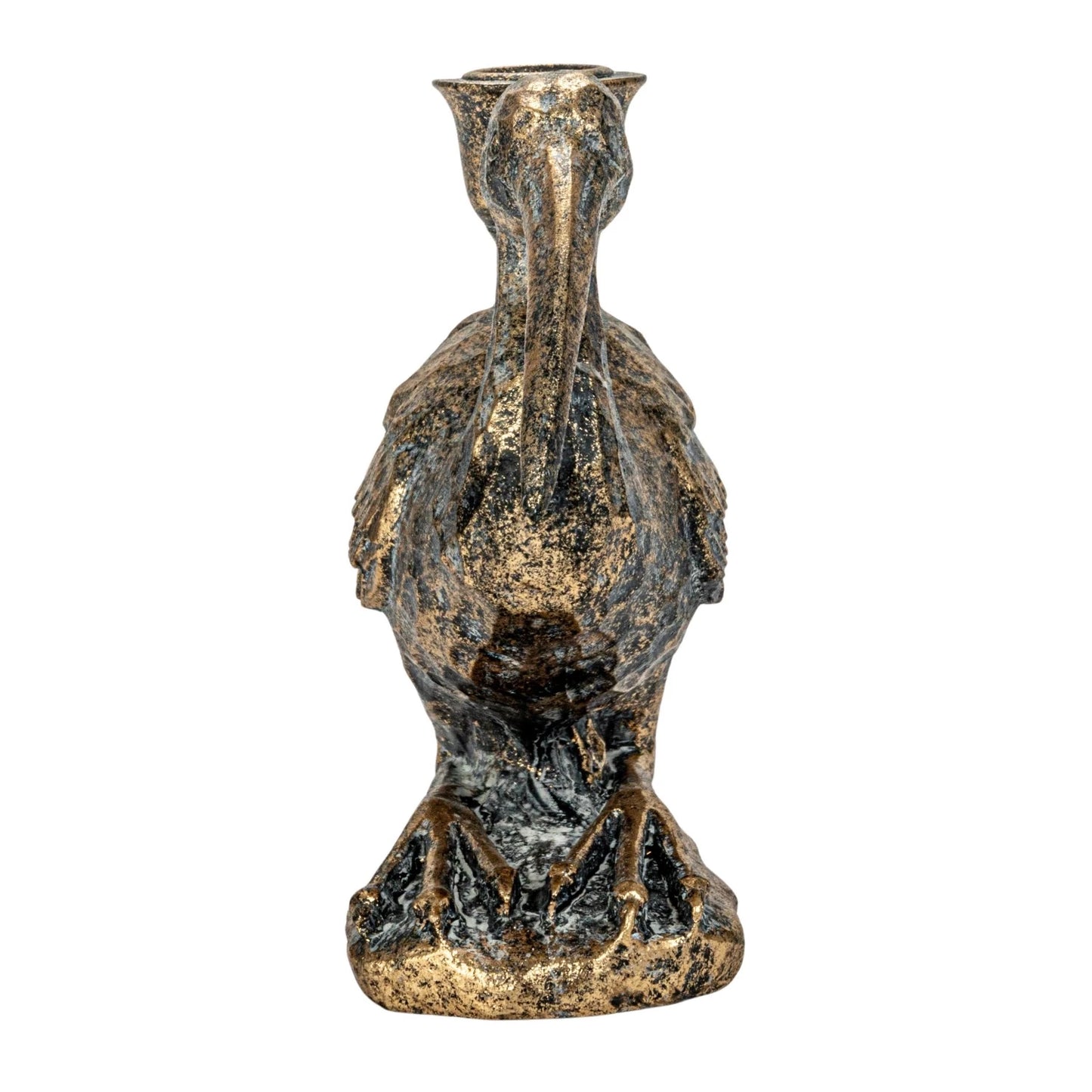 Distressed Gold Finish Bird Taper Candle Holder