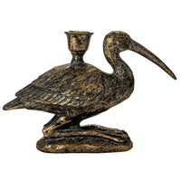 Distressed Gold Finish Bird Taper Candle Holder
