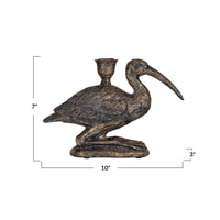 Distressed Gold Finish Bird Taper Candle Holder