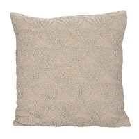 Square Cotton & Linen Pillow w/ Shell Pattern 20"