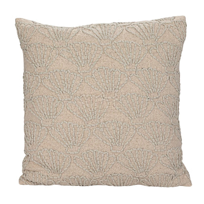 Square Cotton & Linen Pillow w/ Shell Pattern 20"