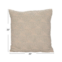 Square Cotton & Linen Pillow w/ Shell Pattern 20"