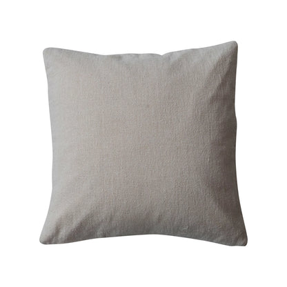Square Woven Cotton & Linen Pillow w/ Applique 20"