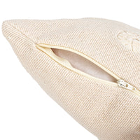 Square Woven Cotton & Linen Pillow w/ Applique 20"