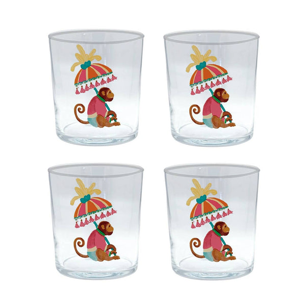 Monkeys and Parasols Suite of 4 Double Old
Fashioned Glasses