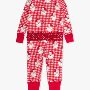 Dear Santa Convertible Ruffle One Piece Footie Pajama