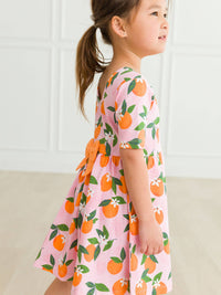 Girls Orange You The Sweetest Short Sleeve Knit Twirl Dress