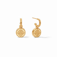 Fleur-de-Lis Stone Hoop and Charm Earring