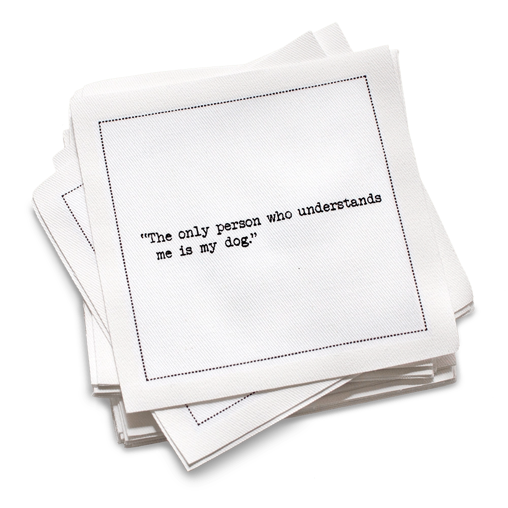 Dog Quotes - White Cotton Cocktail Napkins