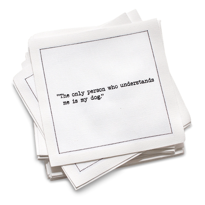 Dog Quotes - White Cotton Cocktail Napkins