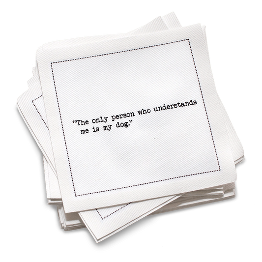 Dog Quotes - White Cotton Cocktail Napkins