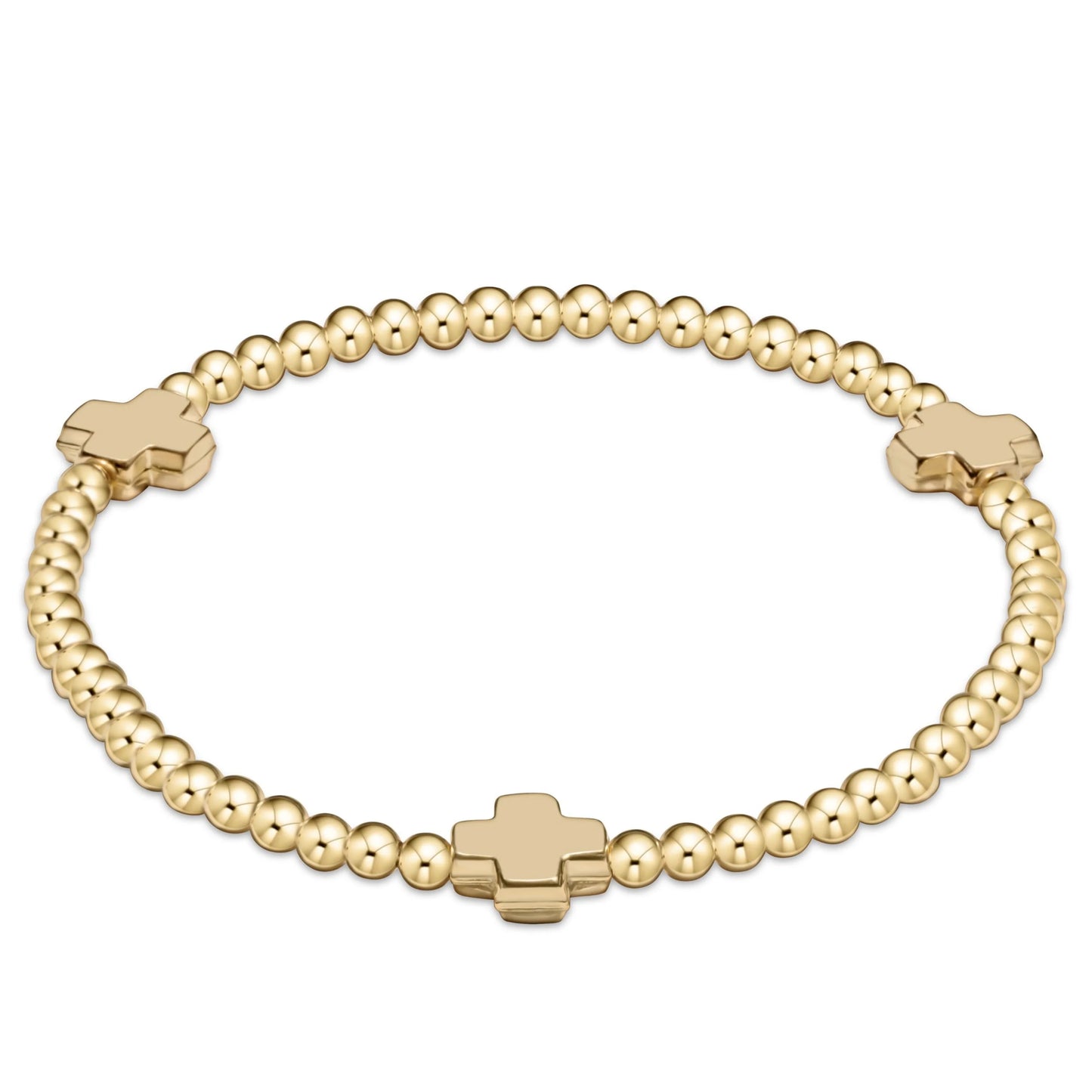 egirl signature cross gold pattern 3mm bead bracelet - gold
