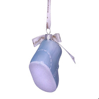 Blue Baby's First Christmas Shoe Glass Ornament