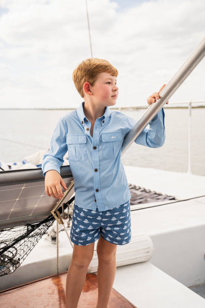 Flagler Performance Fishing Shirt Blue Stripe
