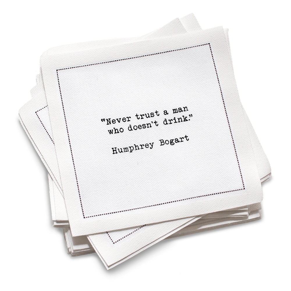 Drinking Quotes - White Cotton Cocktail Napkins