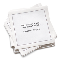 Drinking Quotes - White Cotton Cocktail Napkins