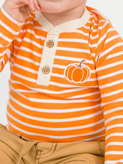 Orange Stripe Pumpkin Bodysuit