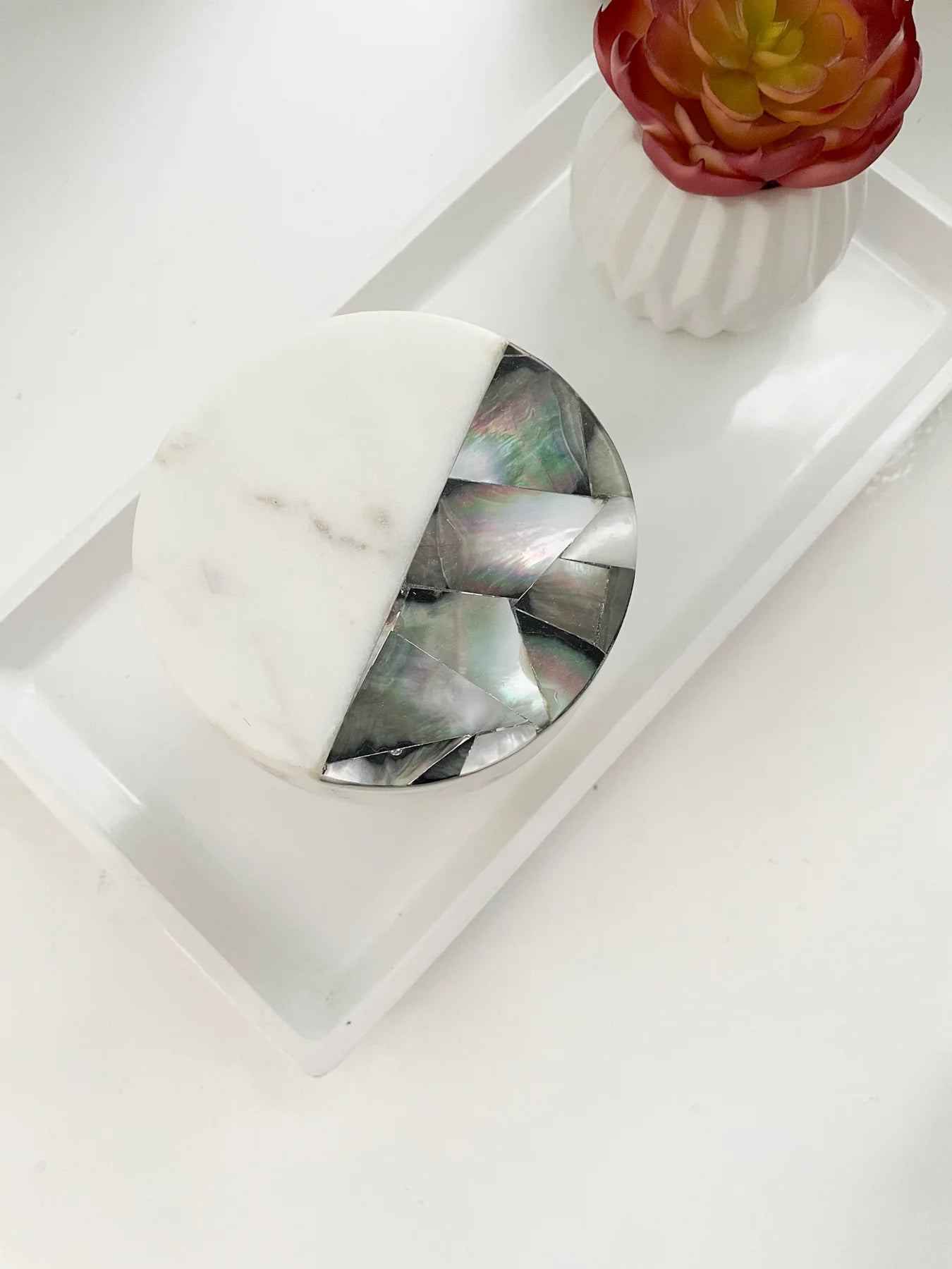 Grey Mother of Pearl Lavender Candle