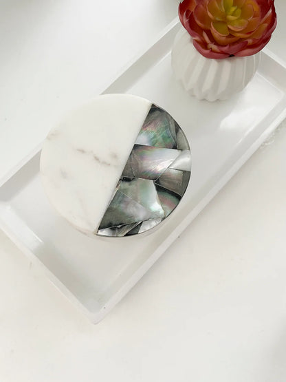 Grey Mother of Pearl Lavender Candle