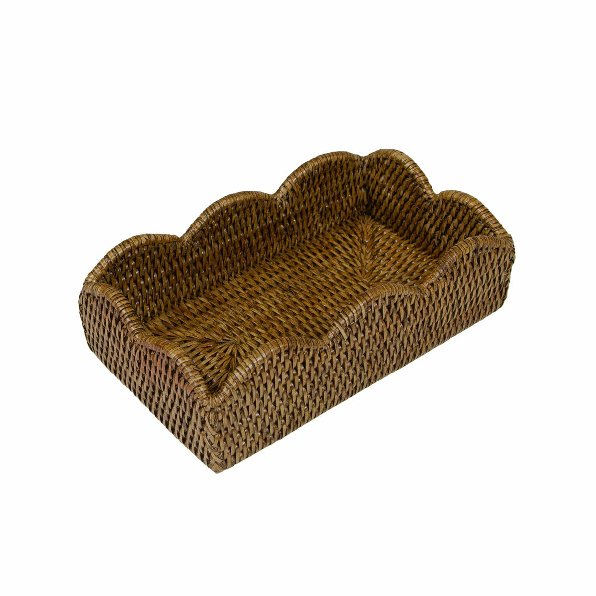Rattan Scalloped Guest Towel Napkin Holders in Natural