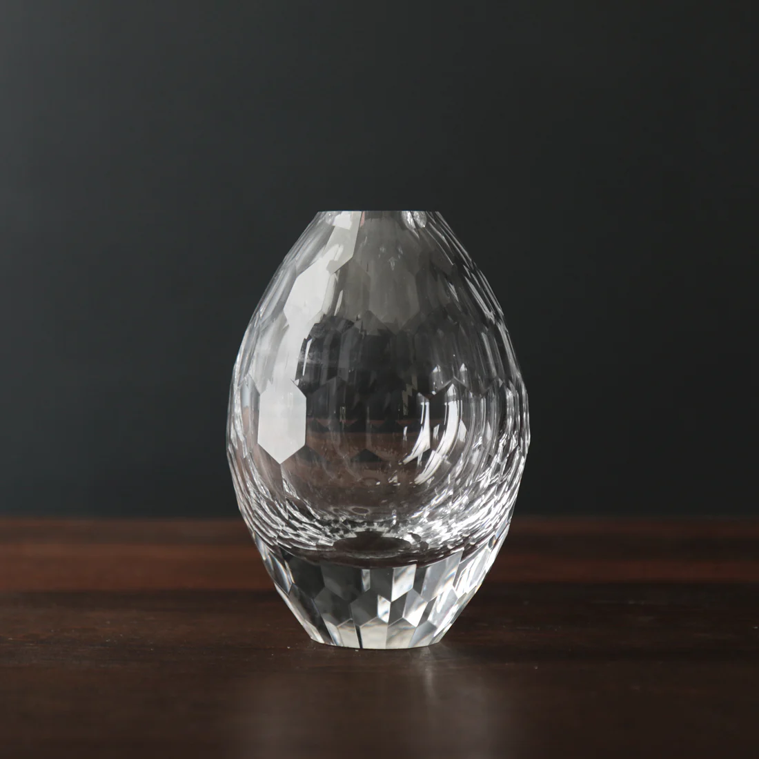 GLASS Faceted Teardrop Bud Vase (Clear)
