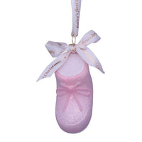 Pink Baby's First Christmas Shoe Glass Ornament