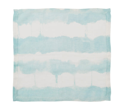 Watercolor Stripe Napkin in White & Seafoam