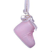 Pink Baby's First Christmas Shoe Glass Ornament