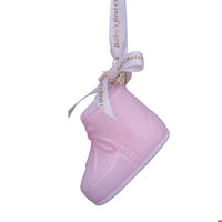 Pink Baby's First Christmas Shoe Glass Ornament