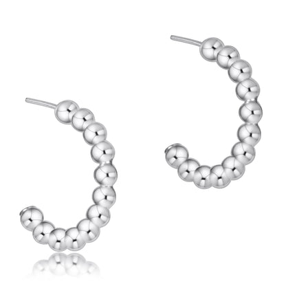 Beaded 1" Sterling Hoop Earring