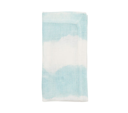 Watercolor Stripe Napkin in White & Seafoam