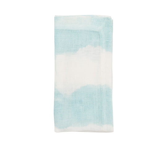 Watercolor Stripe Napkin in White & Seafoam
