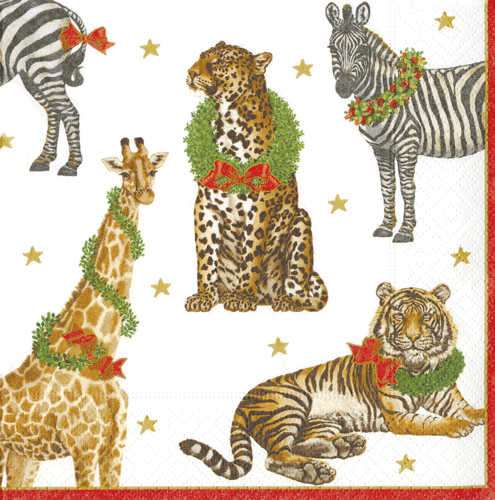 Wild Christmas Ivory Luncheon Napkin