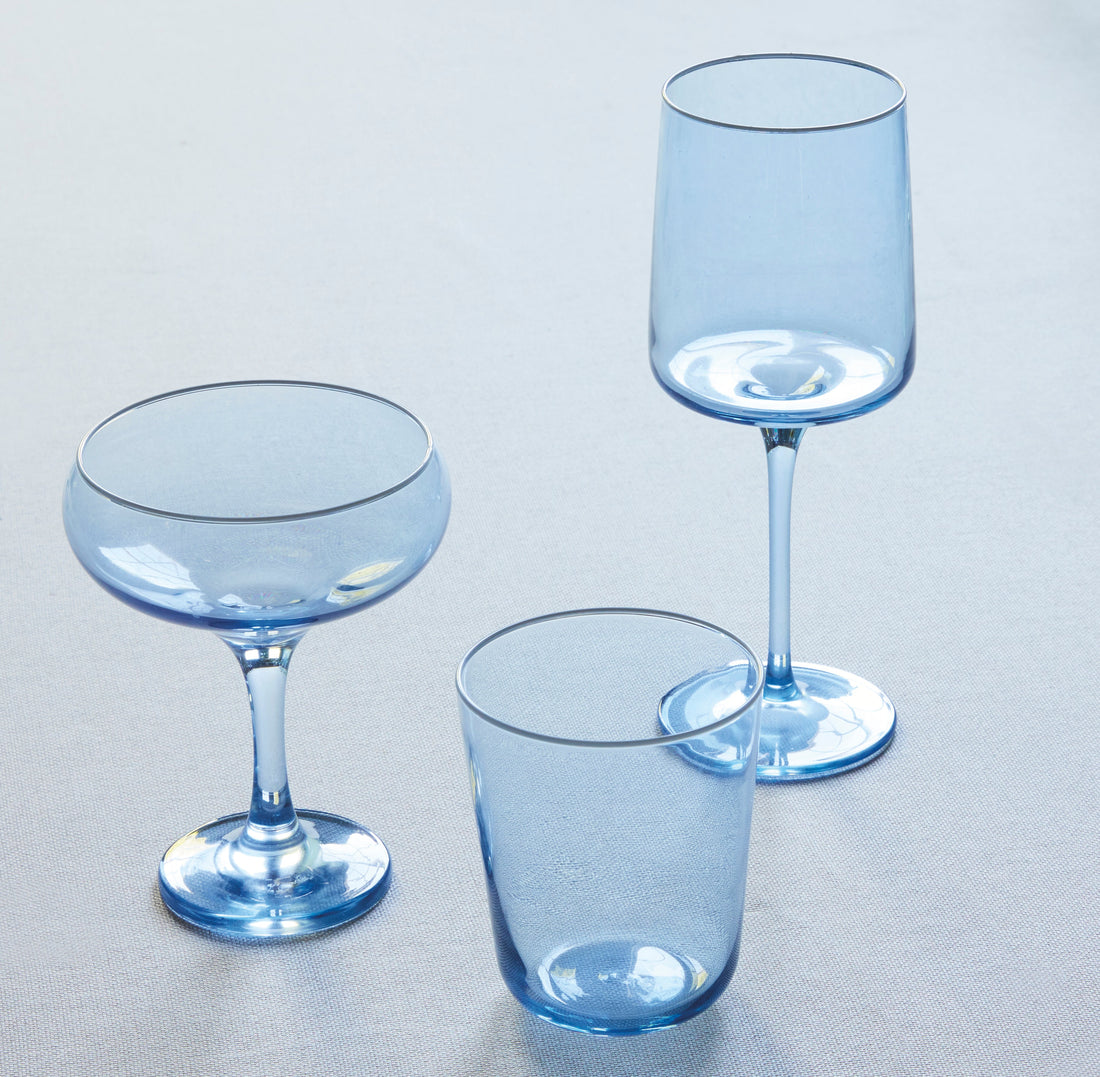 Fine Line Light Blue with White Rim Wine Glass Set of 4