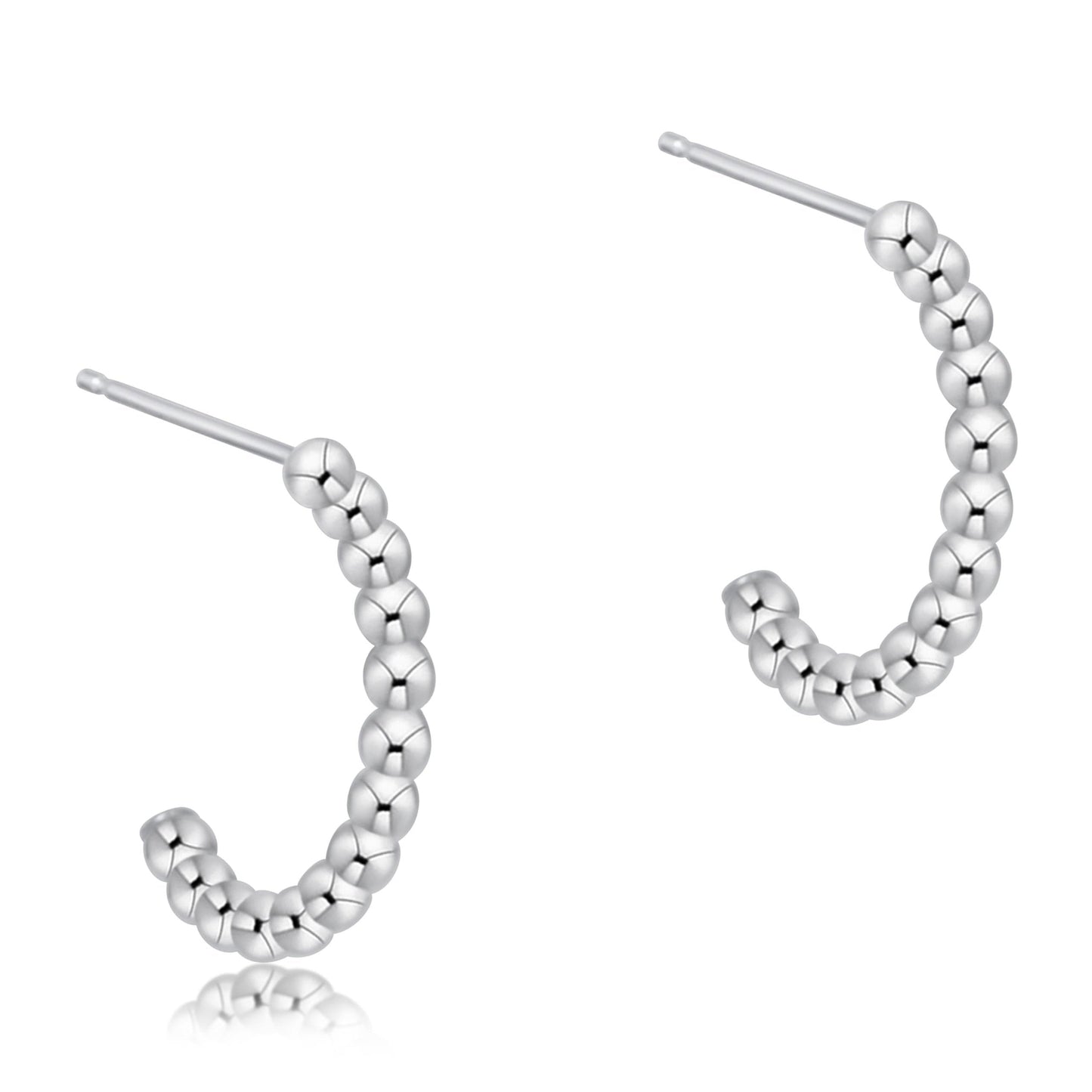 Beaded 1" Sterling Hoop Earring