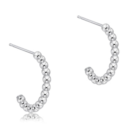 Beaded 1" Sterling Hoop Earring