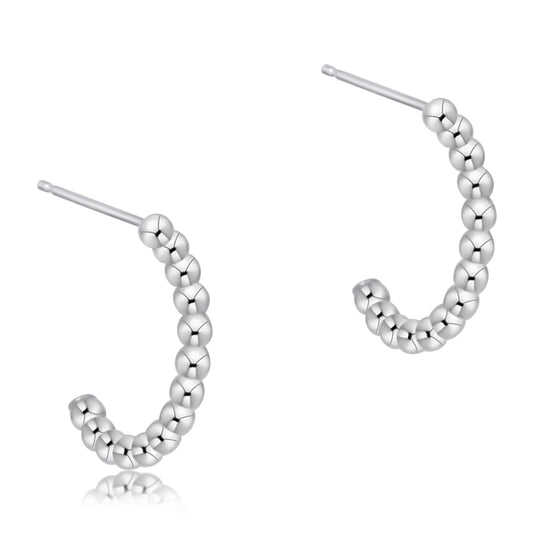 Beaded 1" Sterling Hoop Earring