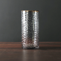 GLASS Croc Highball with Gold Rim - Smoke Grey