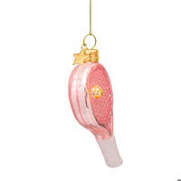 Glass Opal Soft Pink Tennis Racket Ornament