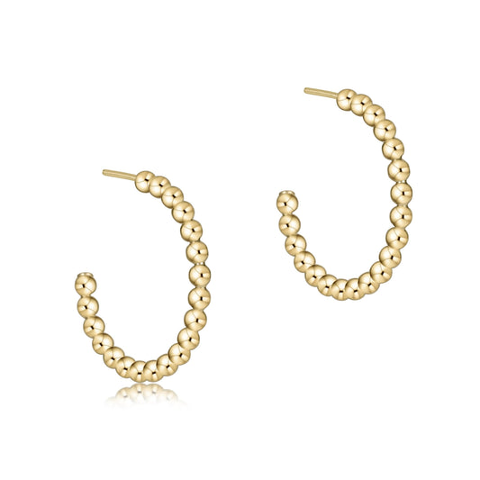 Beaded 1" Gold Hoop Earring