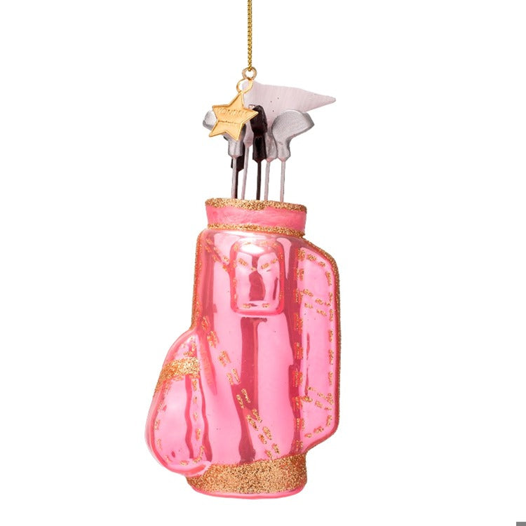 Glass Opal Pink Golf Bag Ornament