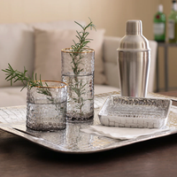 GLASS Croc Highball with Gold Rim - Smoke Grey