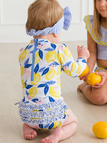 Lemon One Piece Ruffles Rash Guard