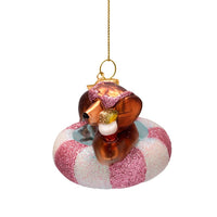 Ornament Glass Multicolor Dog on Pool Float